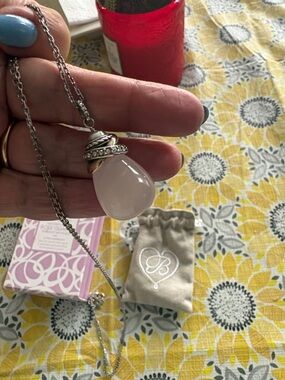 Brighton Rose Quartz  Neptune Teardrop Necklace in Soft Pink